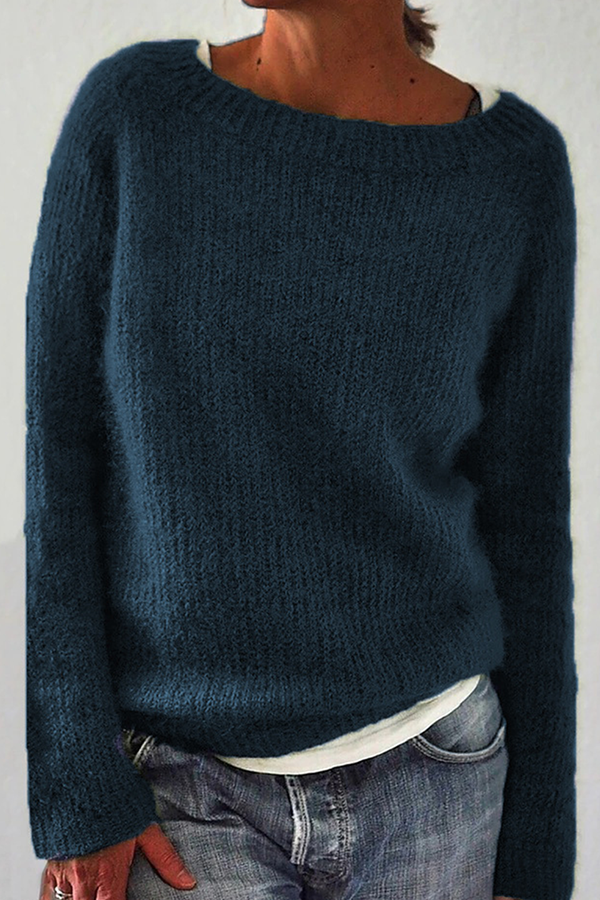 Casual Solid Color Basic Crew Neck Sweater