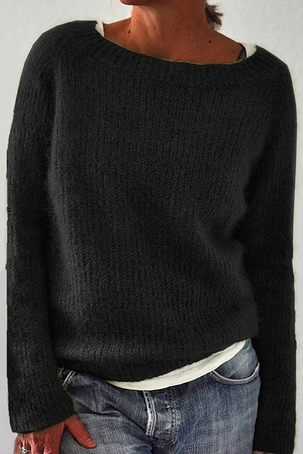 Casual Solid Color Basic Crew Neck Sweater