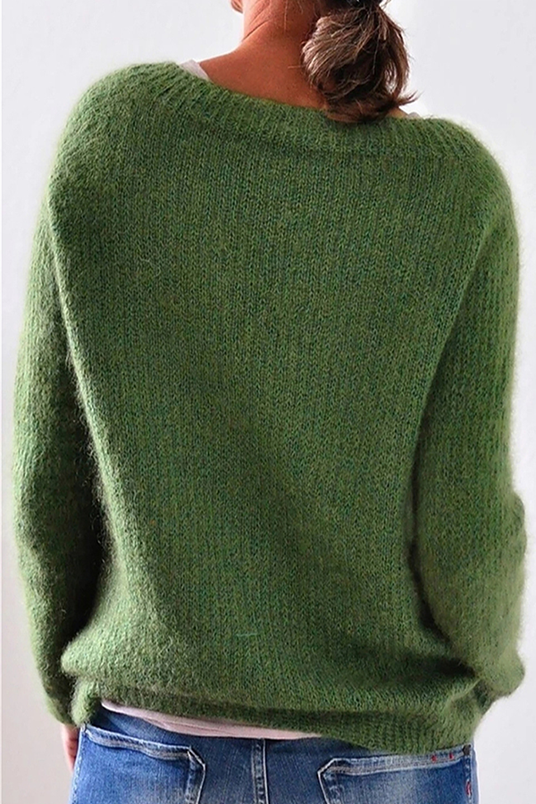 Casual Solid Color Basic Crew Neck Sweater