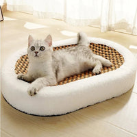 Cat Scratcher Bed and Couch with Plush Fleece Bolster and Woven Mat