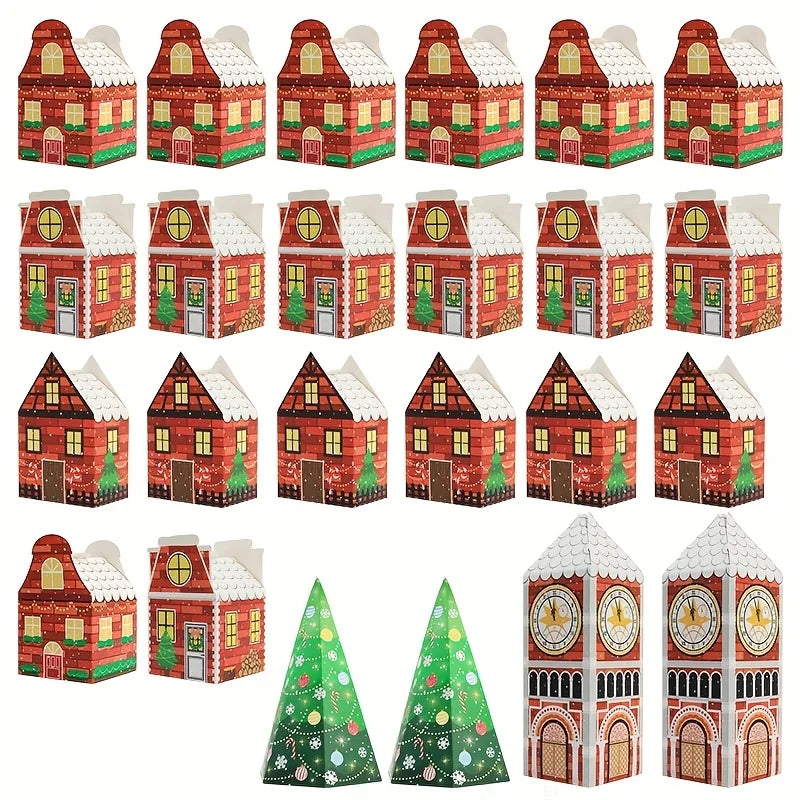 Boîtes de calendrier de l'Avent de Noël – emballage festif en forme de maison en pain d'épices