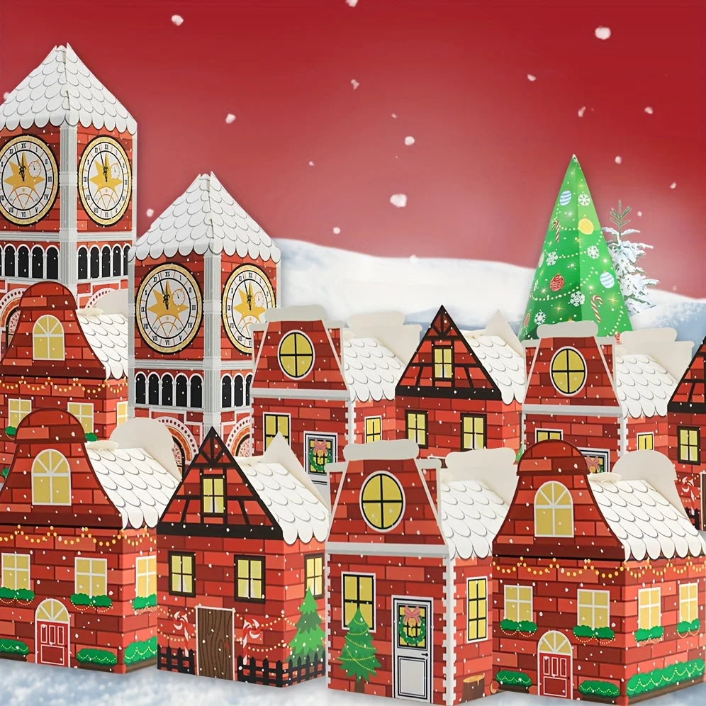 Boîtes de calendrier de l'Avent de Noël – emballage festif en forme de maison en pain d'épices