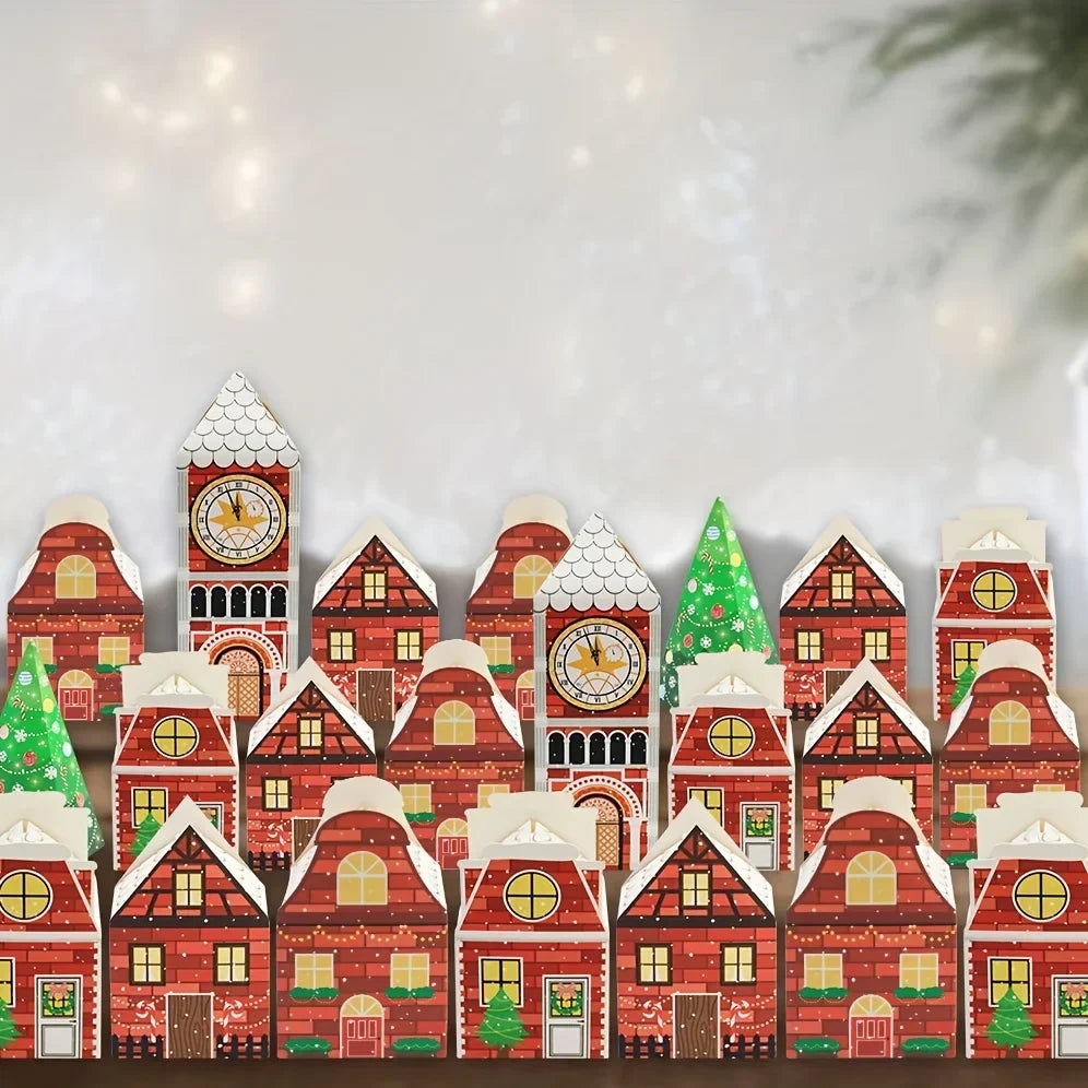 Boîtes de calendrier de l'Avent de Noël – emballage festif en forme de maison en pain d'épices