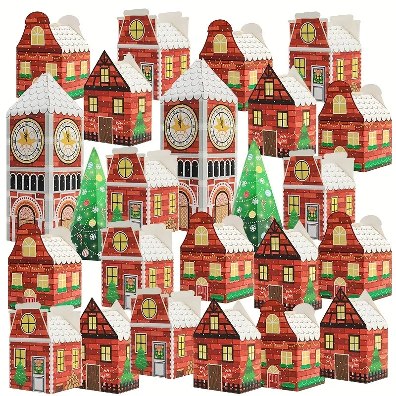 Boîtes de calendrier de l'Avent de Noël – emballage festif en forme de maison en pain d'épices