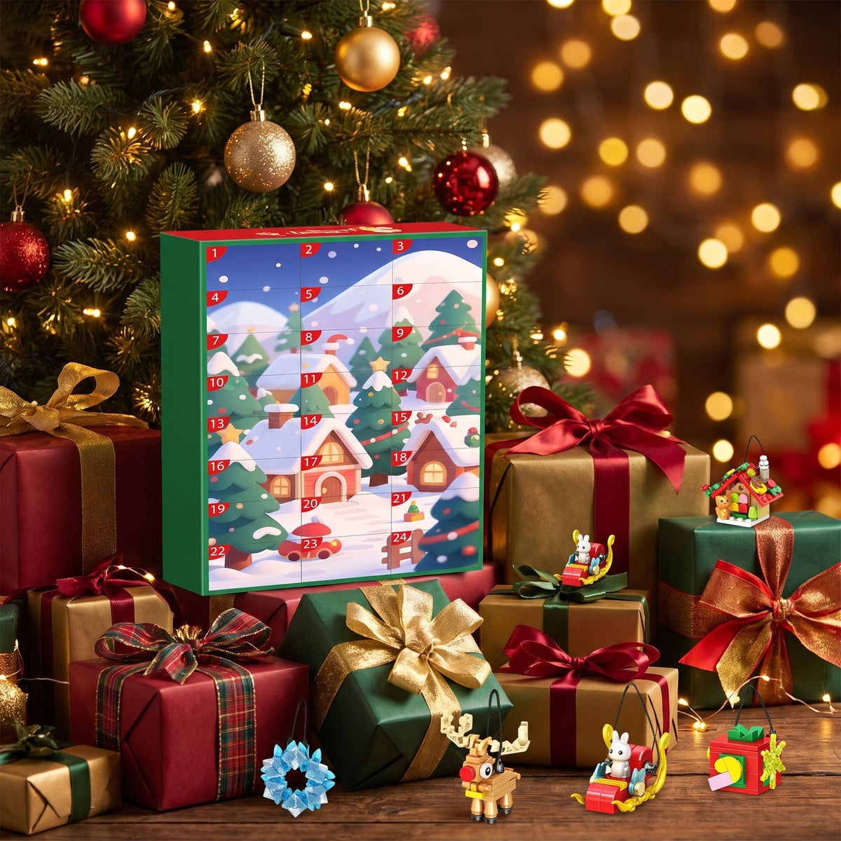 Christmas Ornament Advent Calendar, 24 Mini Brick Builds with Hanging Cords, 700 Pieces