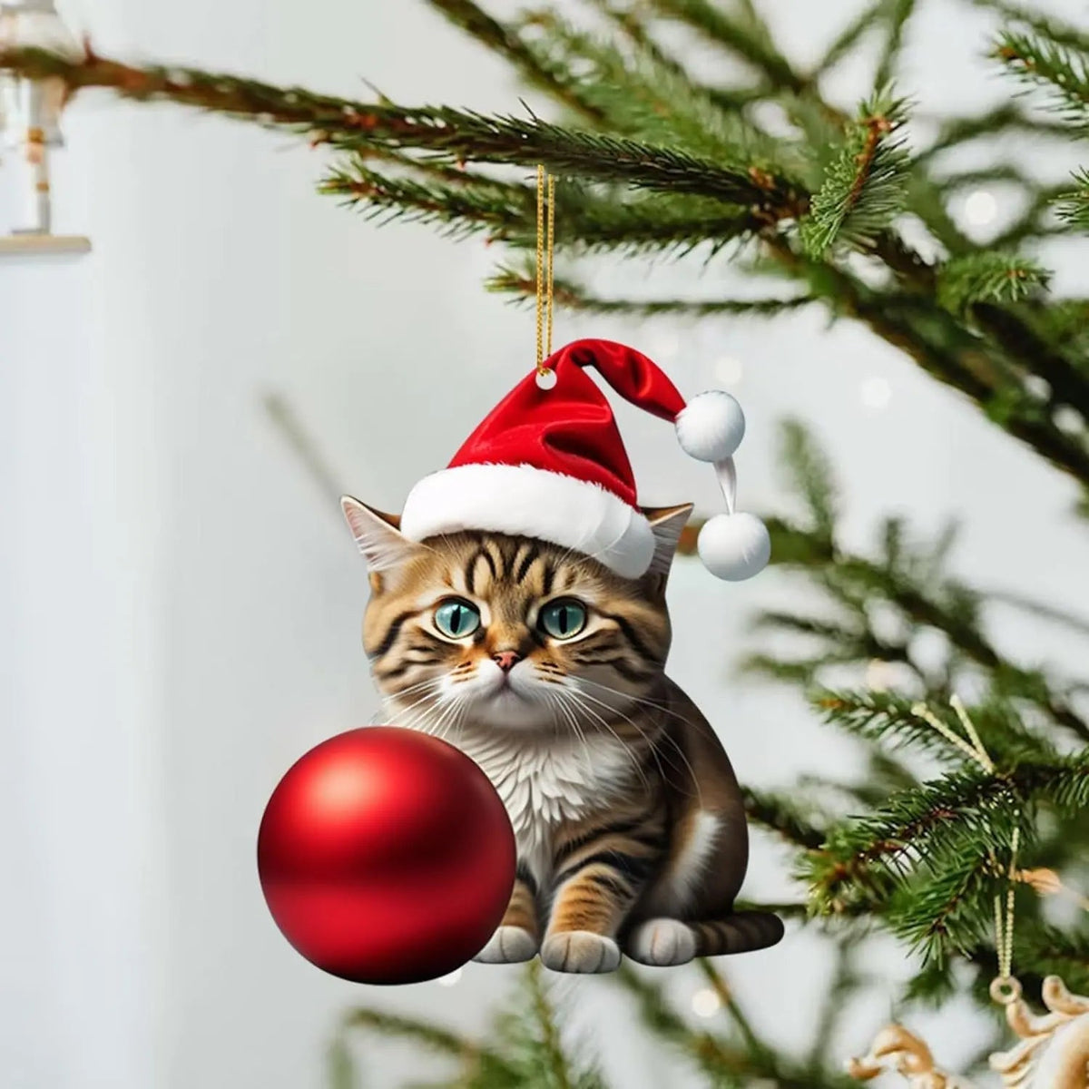 Décoration de sapin en forme de chat de Noël - Jolie décoration festive