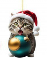 Décoration de sapin en forme de chat de Noël - Jolie décoration festive