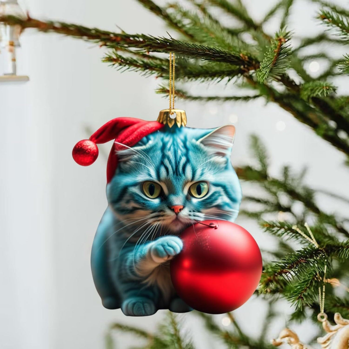 Décoration de sapin en forme de chat de Noël - Jolie décoration festive