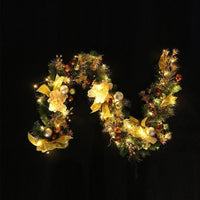 Guirlande de Noël pour cheminée avec décorations, branches de pin artificielles et roses artificielles