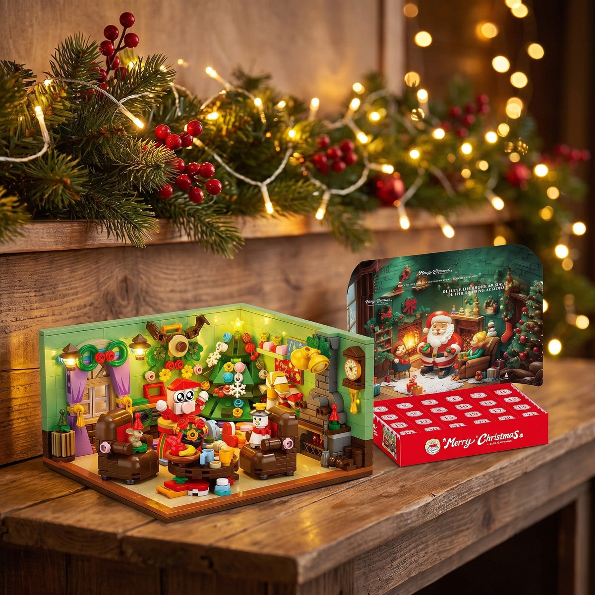Christmas Room Building Block Advent Calendar, 24 Boxes, 669 Pieces
