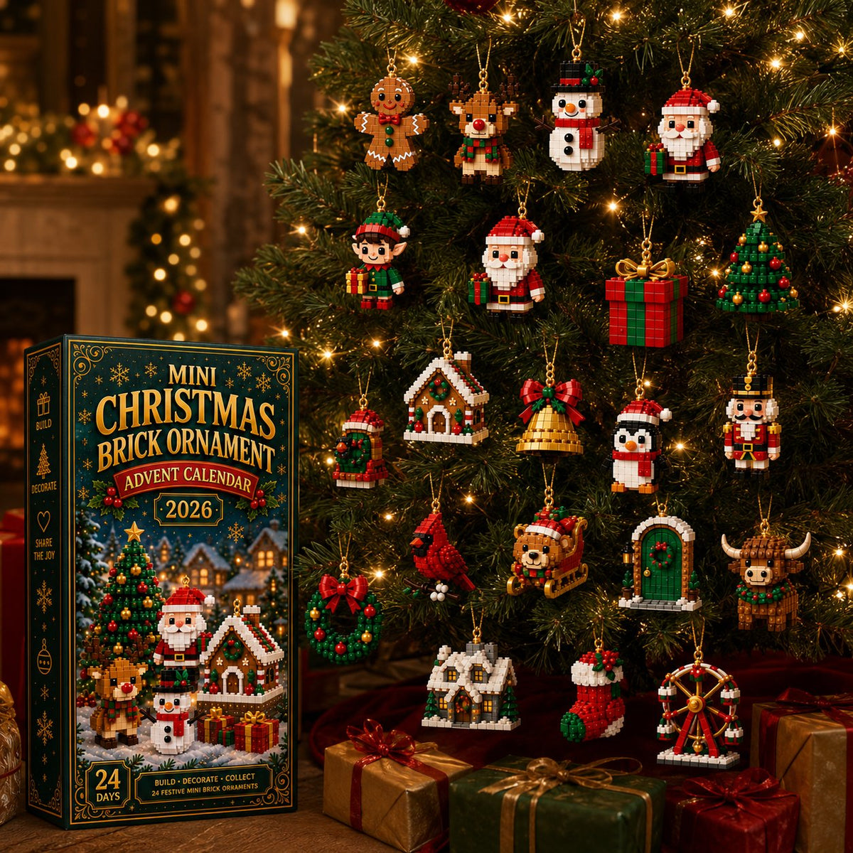 Christmas Ornament Advent Calendar - 24 Mini Building Sets for Christmas Decoration