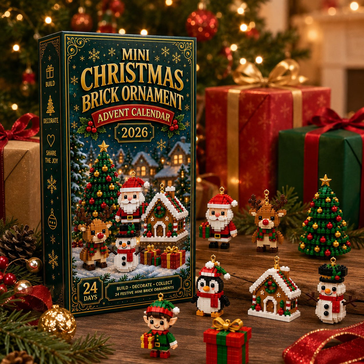 Christmas Ornament Advent Calendar - 24 Mini Building Sets for Christmas Decoration