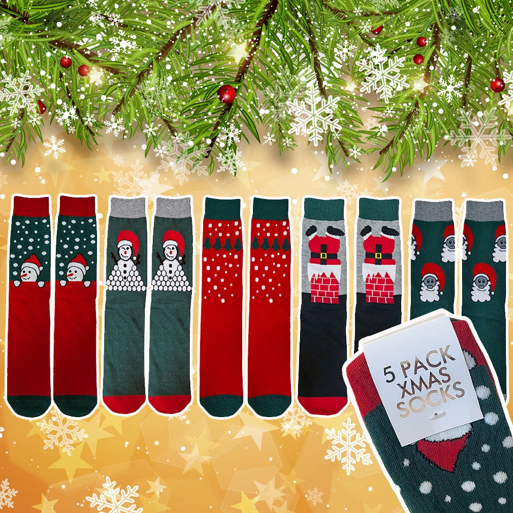 Christmas Socks 5-Pack in Assorted Designs and Colours