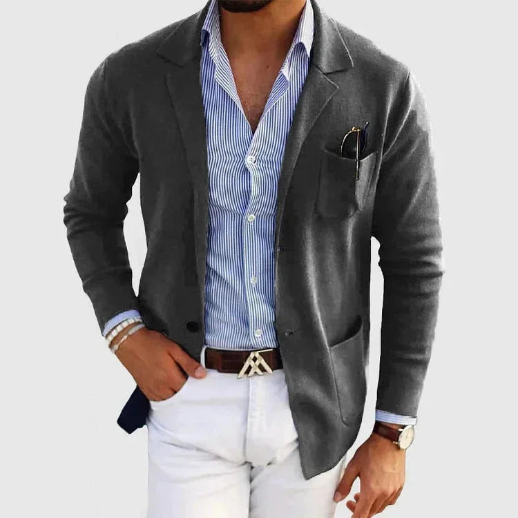 Classic Men's Blazer with Lapel Collar