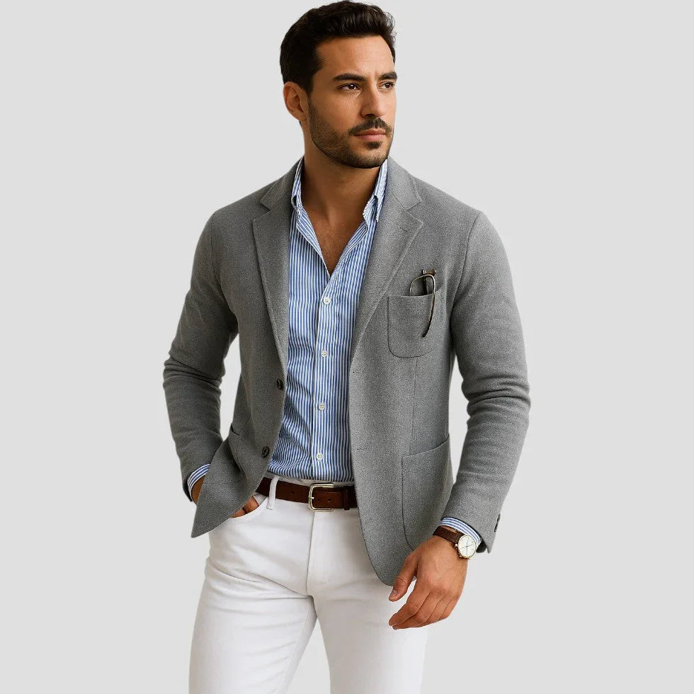 Classic Men's Blazer with Lapel Collar