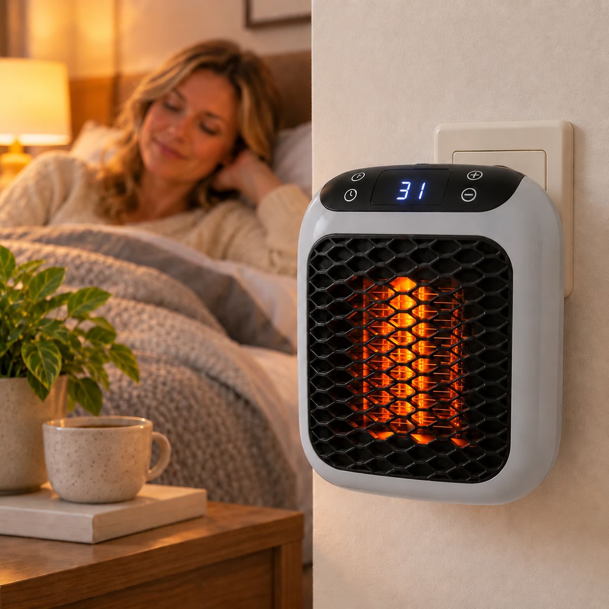 Compact 400W Plug-in Heater with Digital Thermostat
