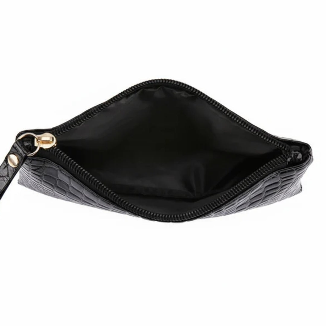 Portefeuille compact effet crocodile