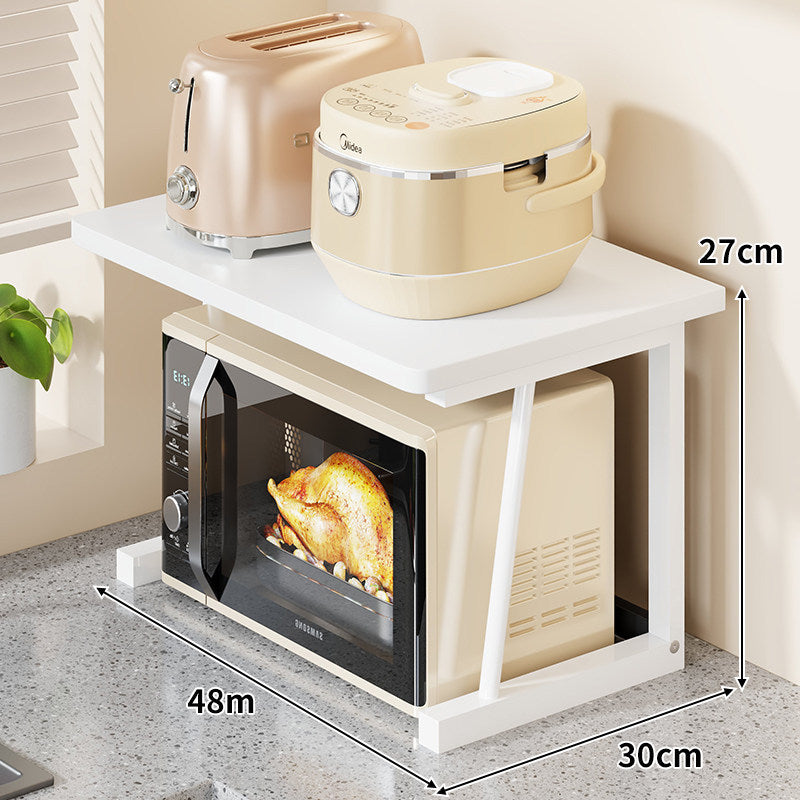 Compact Two-Tier Kitchen Microwave and Appliance Stand with Heat-Resistant Top and Open Lower Storage