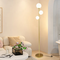 Lampadaire contemporain à 3 lumières, boule ronde en acrylique et fer, pour chambre