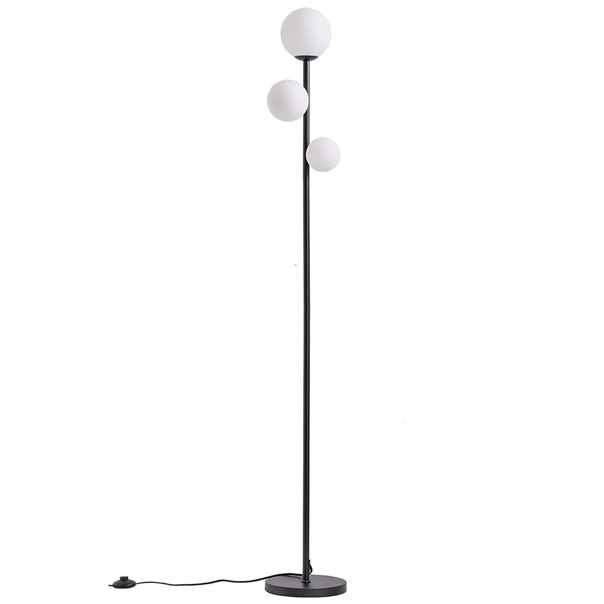 Lampadaire contemporain à 3 lumières, boule ronde en acrylique et fer, pour chambre