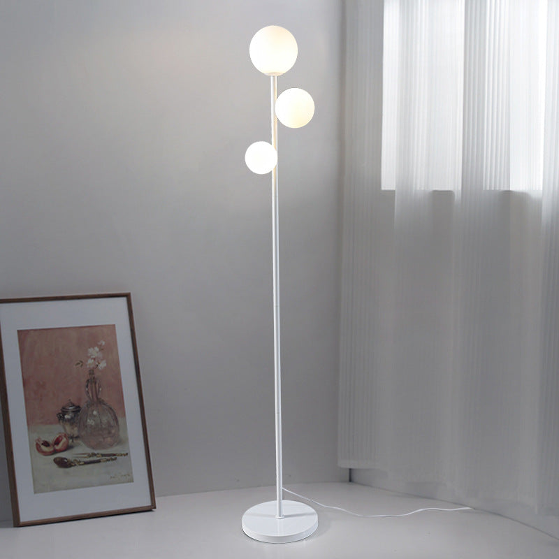 Lampadaire contemporain à 3 lumières, boule ronde en acrylique et fer, pour chambre