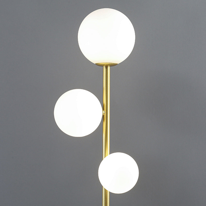 Lampadaire contemporain à 3 lumières, boule ronde en acrylique et fer, pour chambre