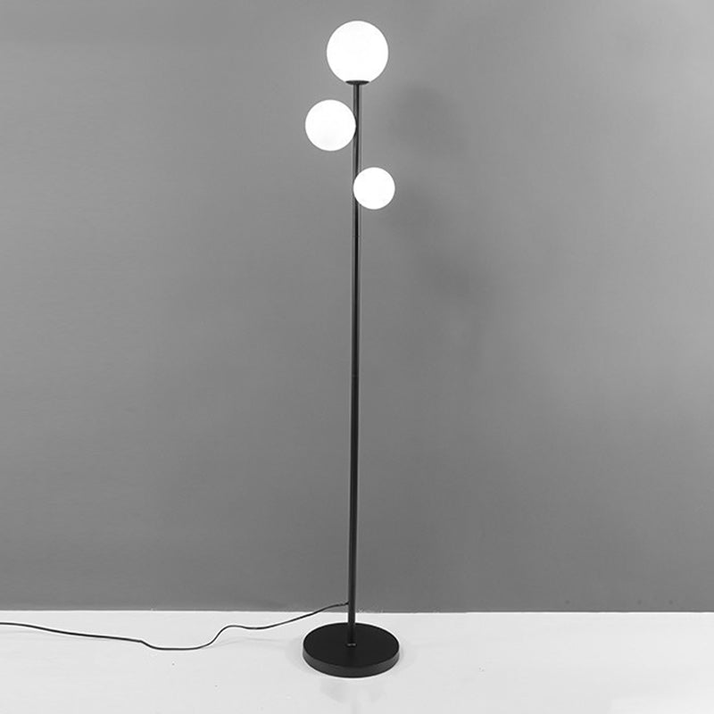 Lampadaire contemporain à 3 lumières, boule ronde en acrylique et fer, pour chambre