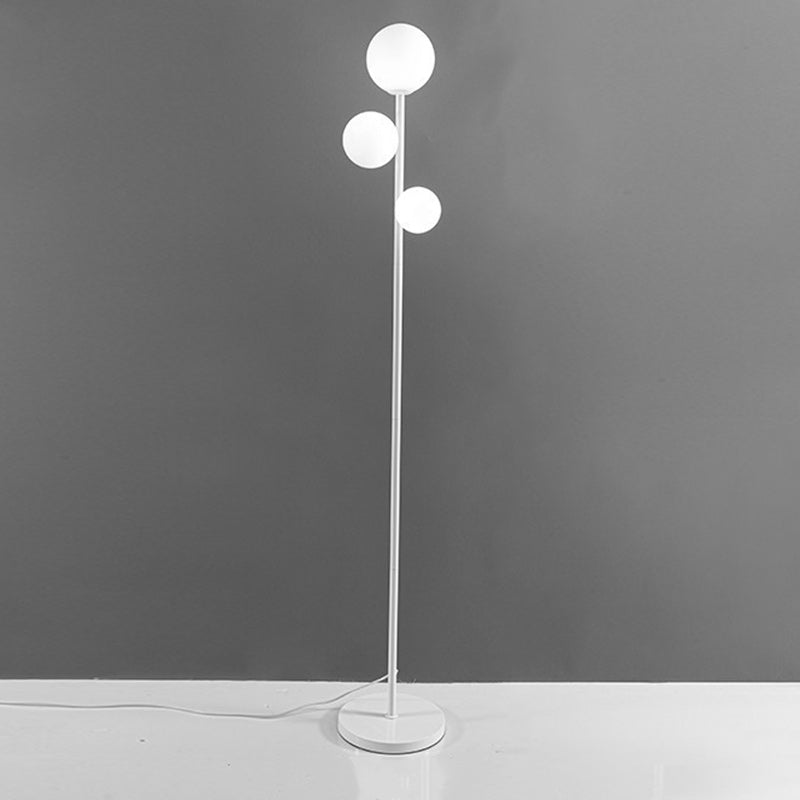 Lampadaire contemporain à 3 lumières, boule ronde en acrylique et fer, pour chambre