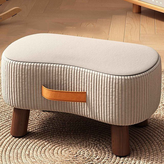 Contemporary Nordic Portable Cuboid Footstool in Synthetic Fabric with Pine Wood, Backless and Armless for Living Room