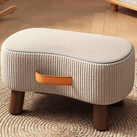 Contemporary Nordic Portable Cuboid Footstool in Synthetic Fabric with Pine Wood, Backless and Armless for Living Room