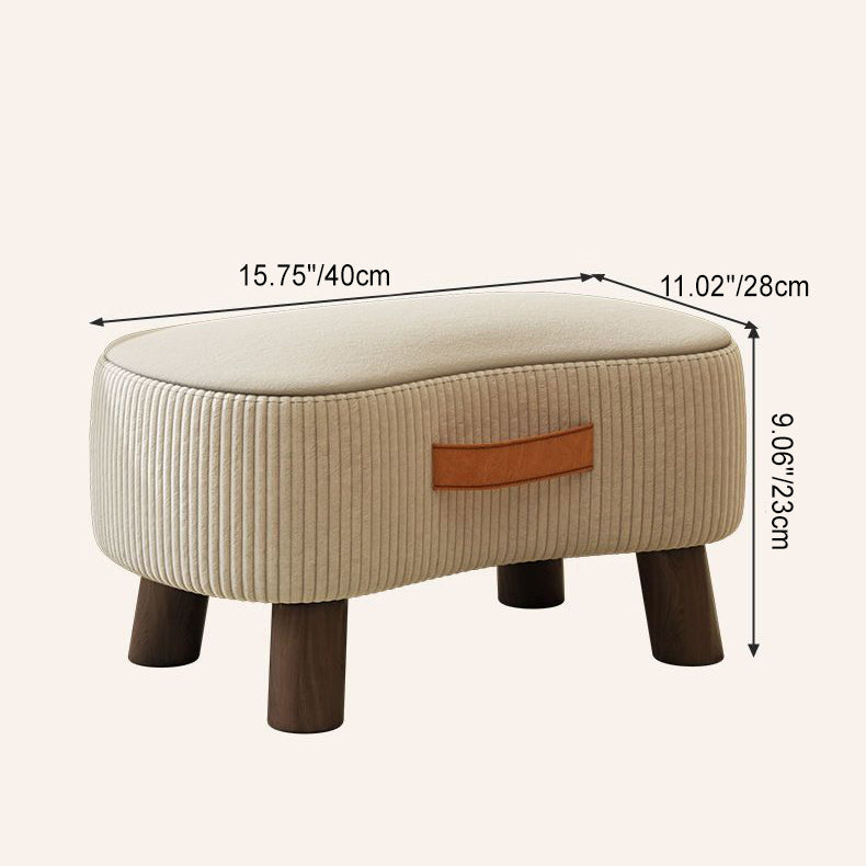 Contemporary Nordic Portable Cuboid Footstool in Synthetic Fabric with Pine Wood, Backless and Armless for Living Room