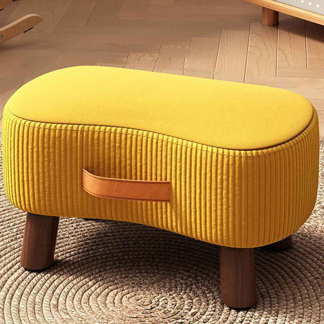 Contemporary Nordic Portable Cuboid Footstool in Synthetic Fabric with Pine Wood, Backless and Armless for Living Room