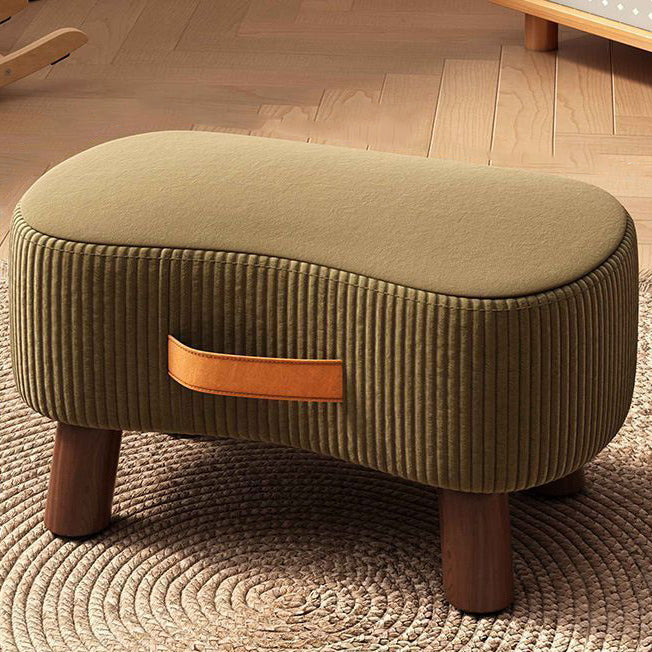 Contemporary Nordic Portable Cuboid Footstool in Synthetic Fabric with Pine Wood, Backless and Armless for Living Room