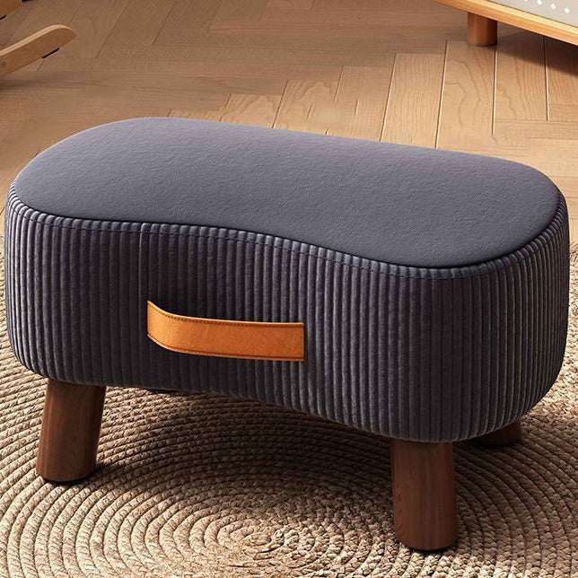 Contemporary Nordic Portable Cuboid Footstool in Synthetic Fabric with Pine Wood, Backless and Armless for Living Room
