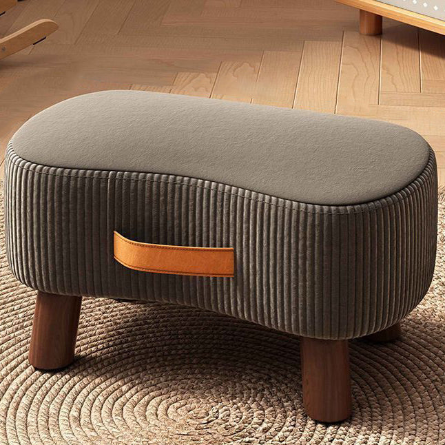 Contemporary Nordic Portable Cuboid Footstool in Synthetic Fabric with Pine Wood, Backless and Armless for Living Room
