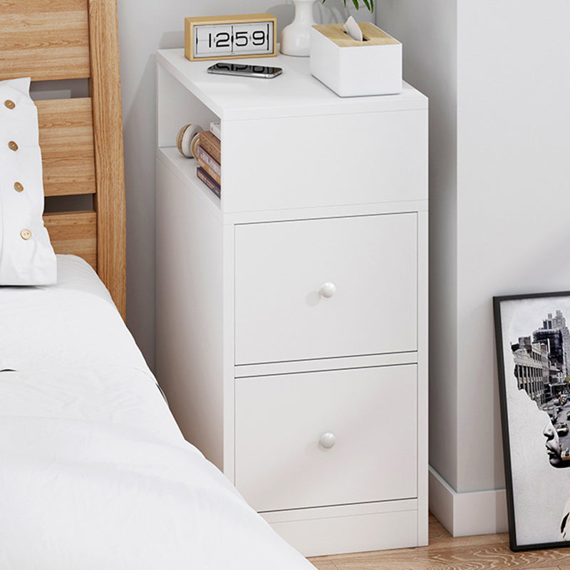 Contemporary Scandinavian 2-Drawer MDF Bedroom Nightstand with Square Tabletop