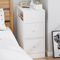 Contemporary Scandinavian 2-Drawer MDF Bedroom Nightstand with Square Tabletop