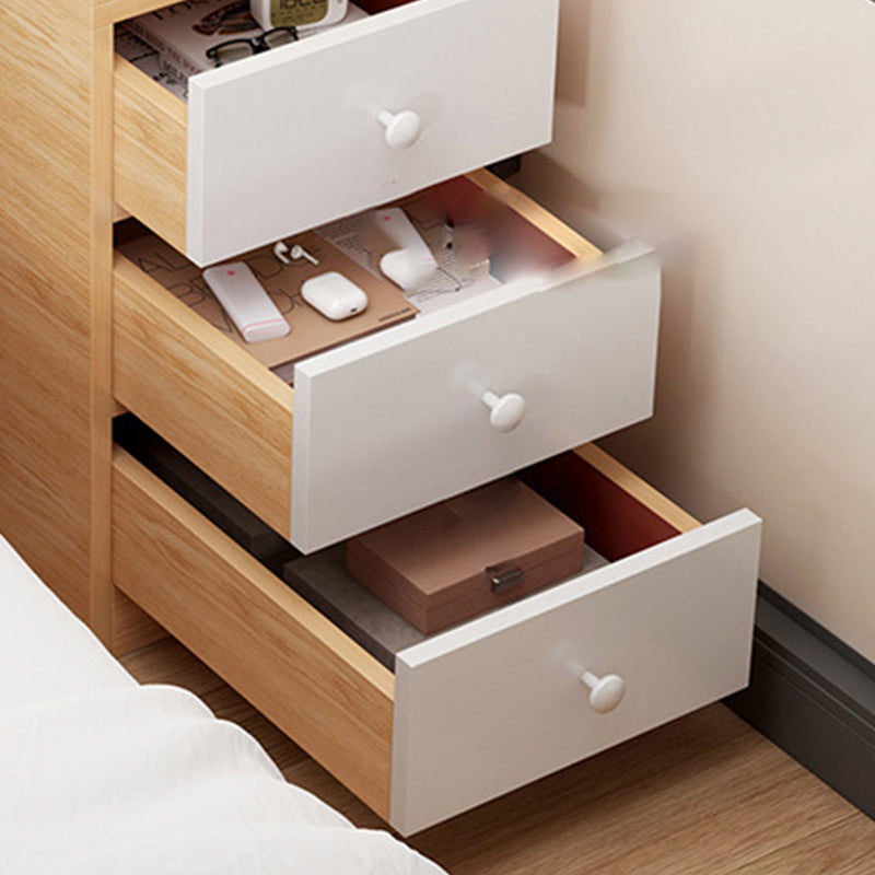 Contemporary Scandinavian 2-Drawer MDF Bedroom Nightstand with Square Tabletop