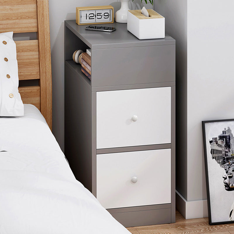 Contemporary Scandinavian 2-Drawer MDF Bedroom Nightstand with Square Tabletop