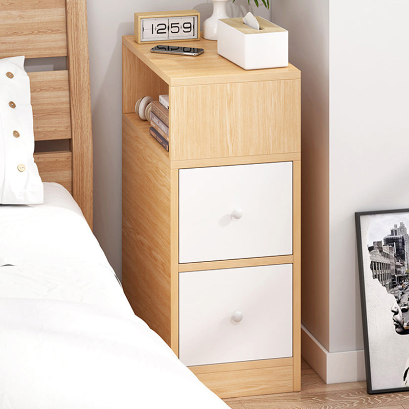 Contemporary Scandinavian 2-Drawer MDF Bedroom Nightstand with Square Tabletop