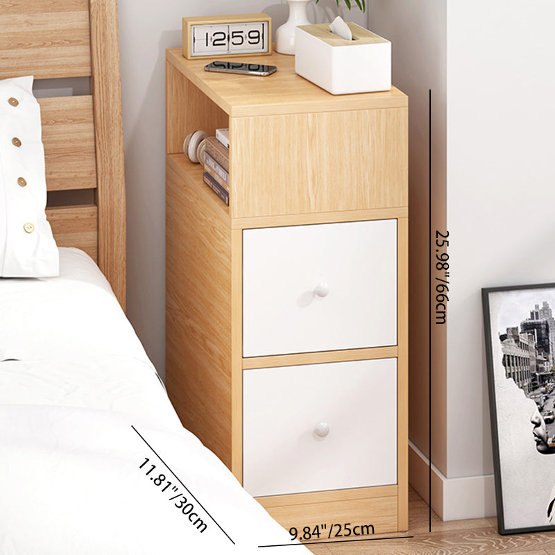 Contemporary Scandinavian 2-Drawer MDF Bedroom Nightstand with Square Tabletop