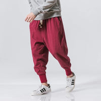 Pantalon sarouel en coton et lin