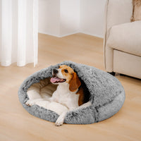 Lit semi-ouvert confortable et sûr pour animaux de compagnie en tissu coton doux