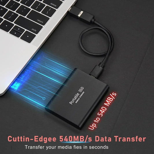 Davy | 128GB External SSD | USB 3.1 & USB-C High-Speed | NVMe M.2 Technology | Shockproof Aluminum Alloy Case | Plug & Play for PC, Mac & Mobile