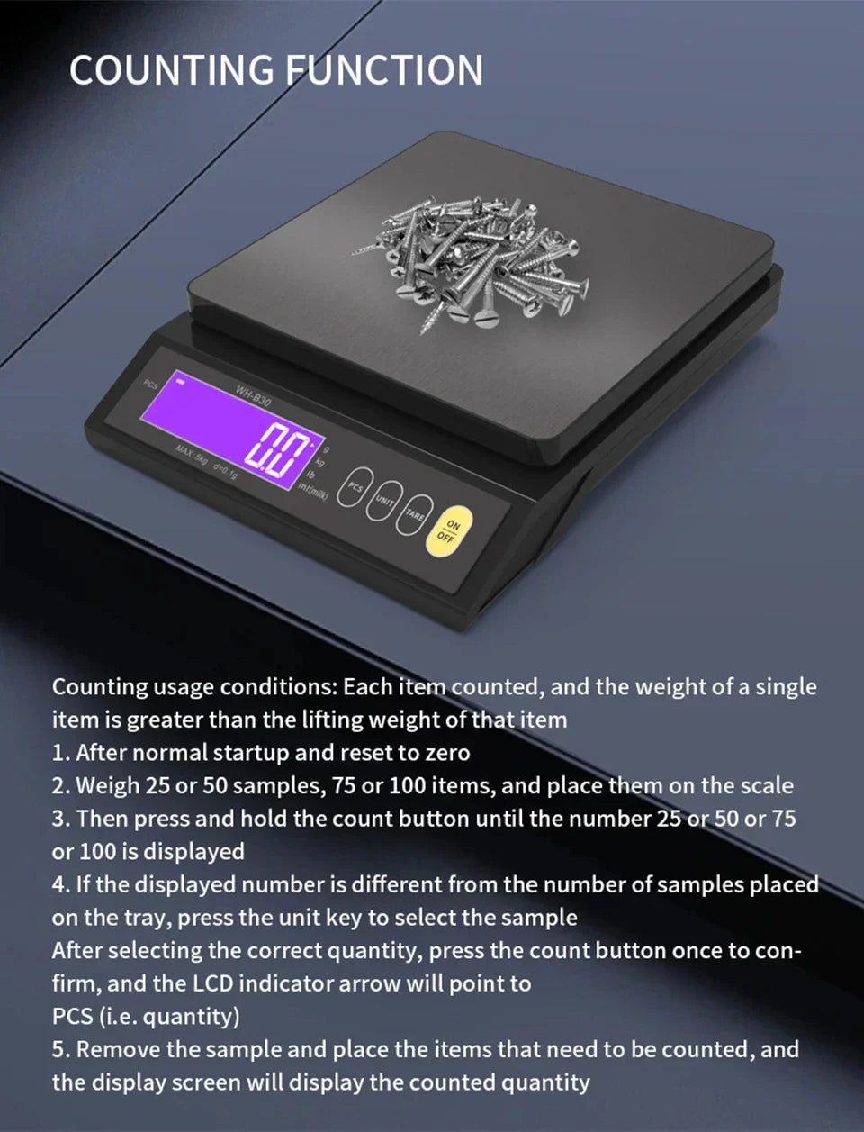 Davy | 5 kg/0.1 g and 10 kg/1 g digital electronic kitchen scale, LCD display, fully waterproof stainless steel tool for baking