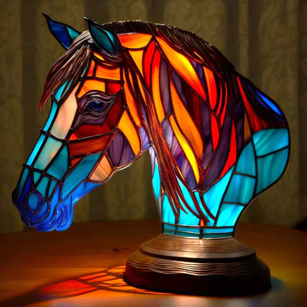 Davy | Animal Head Night Light - Stained Glass Style Accent Lamp