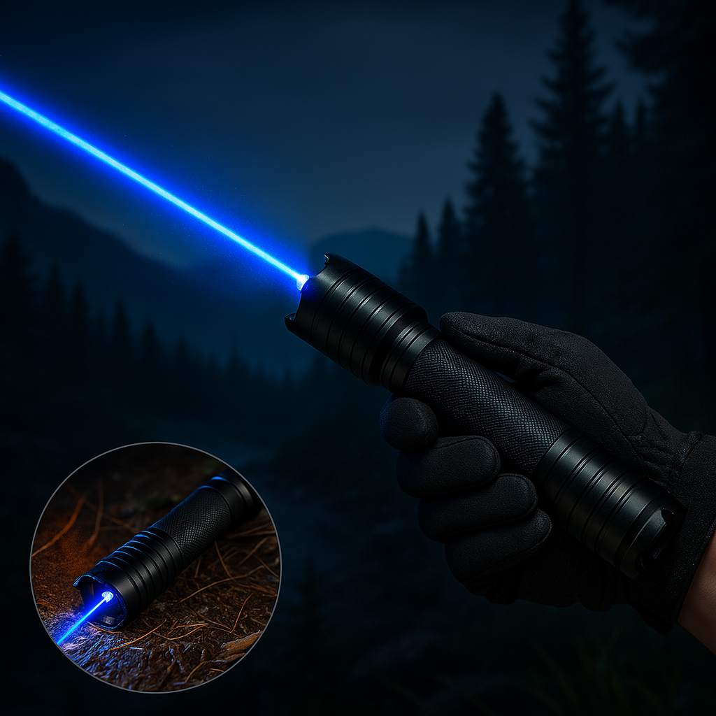 Davy | Blue Beam Laser Torch | 450nm High-Intensity Optical Output | Tactical 5000m+ Range | Adjustable Focus Aluminum Chassis | Thermal Ignition Capable Flashlight