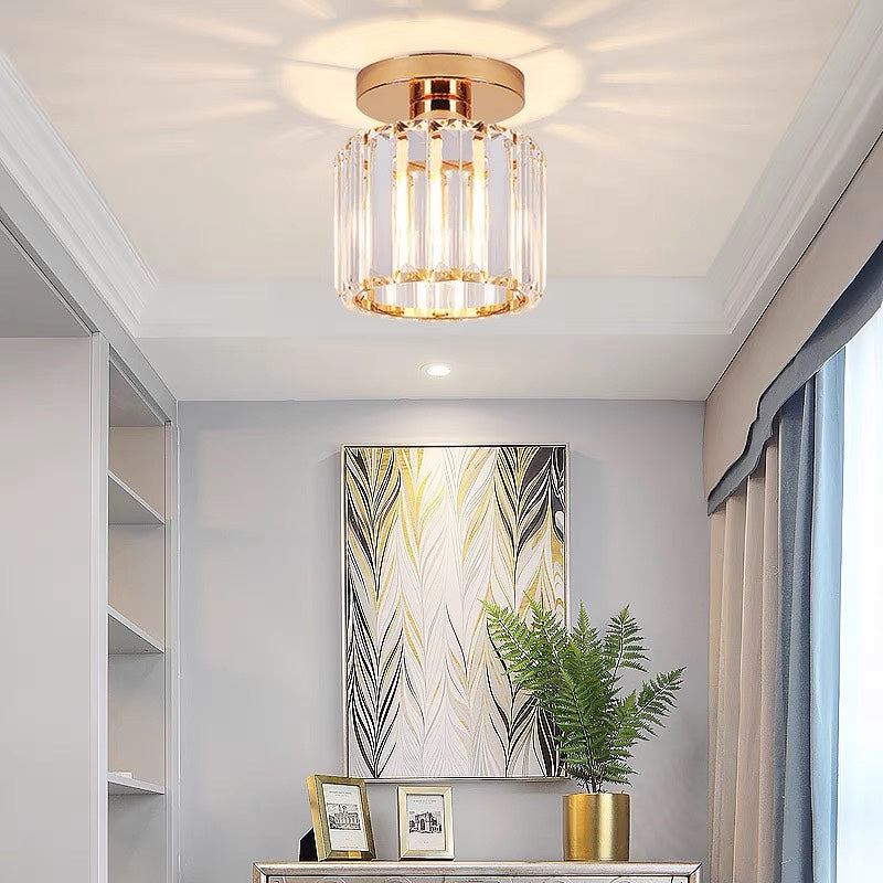Davy | Crystal Glass Ceiling Lamp – Brass Fixture & Compact Design