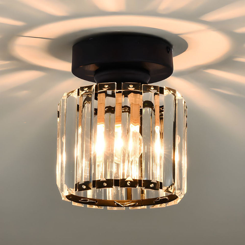 Davy | Crystal Glass Ceiling Lamp – Brass Fixture & Compact Design