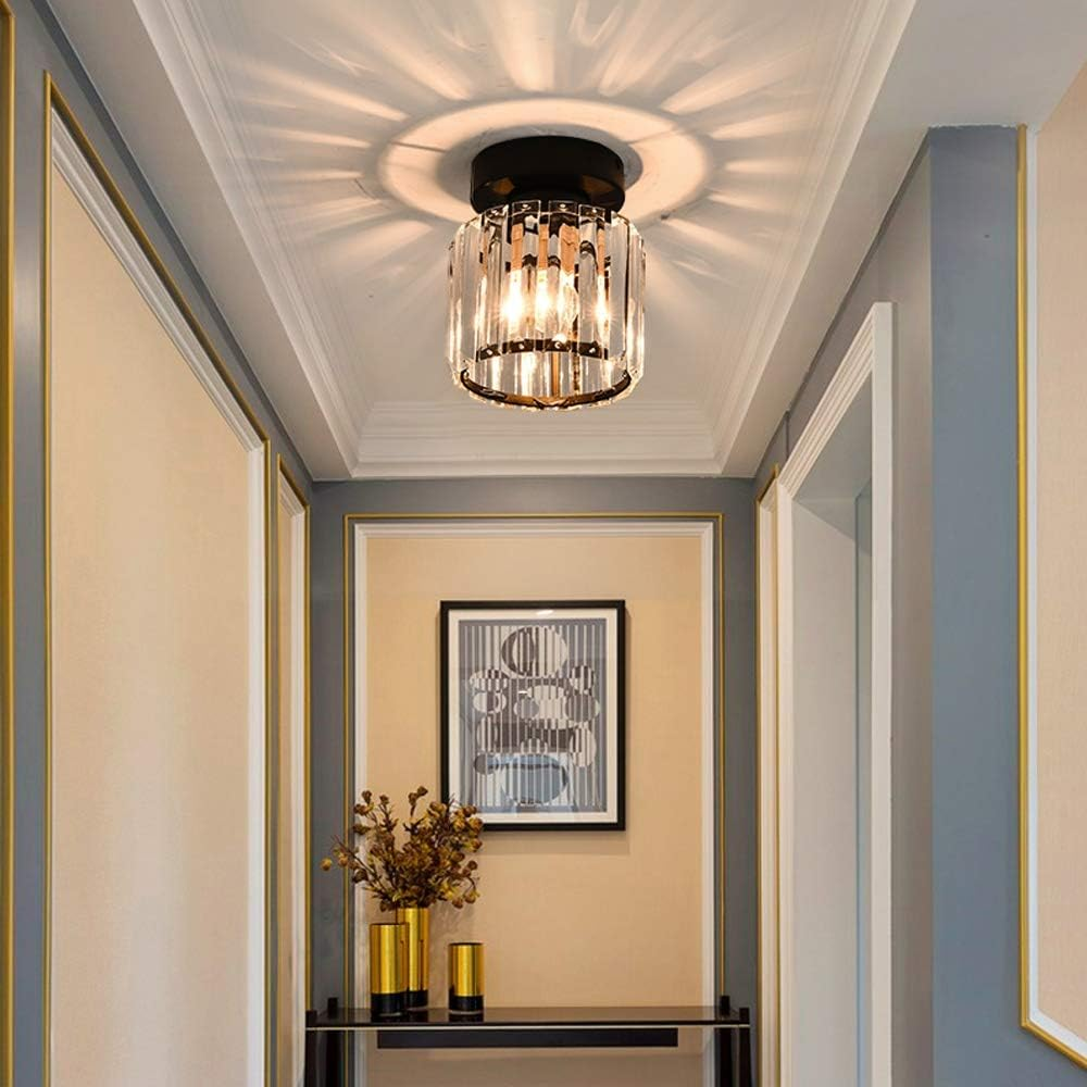 Davy | Crystal Glass Ceiling Lamp – Brass Fixture & Compact Design